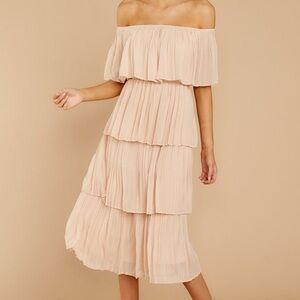 Beige Off the Shoulder Tiered Boho Dress - XL